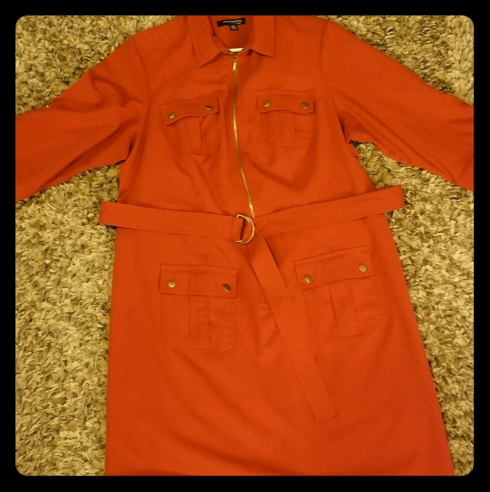 Orange shirt dress